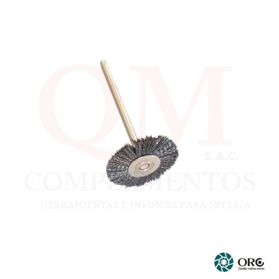 ESCOBILLA DE ACERO MINI CON MANDRIL 22 MM (ORO)