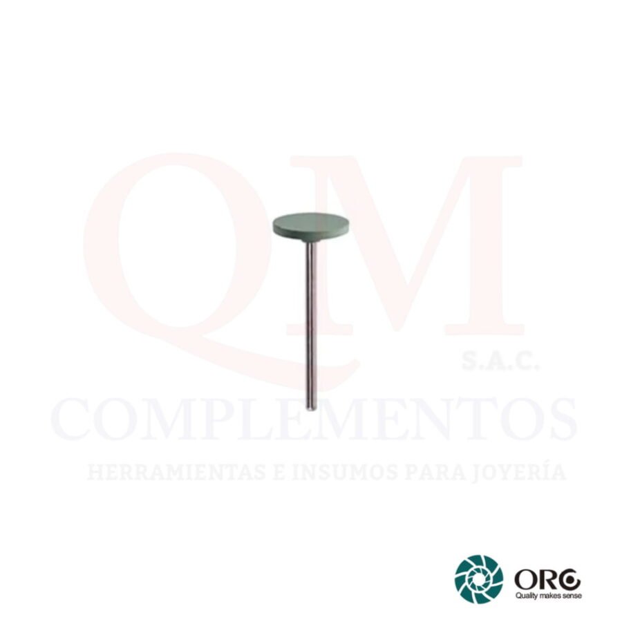 PULIDOR DE SILICONA RUEDA VERDE CON MANDRIL 2 X 15 MM (ORO)