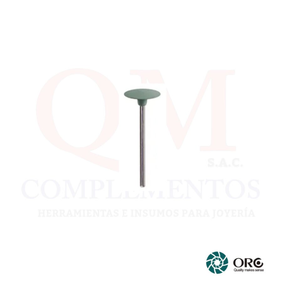 PULIDOR DE SILICONA OVNI VERDE CON MANDRIL 2 X 15 MM (ORO)