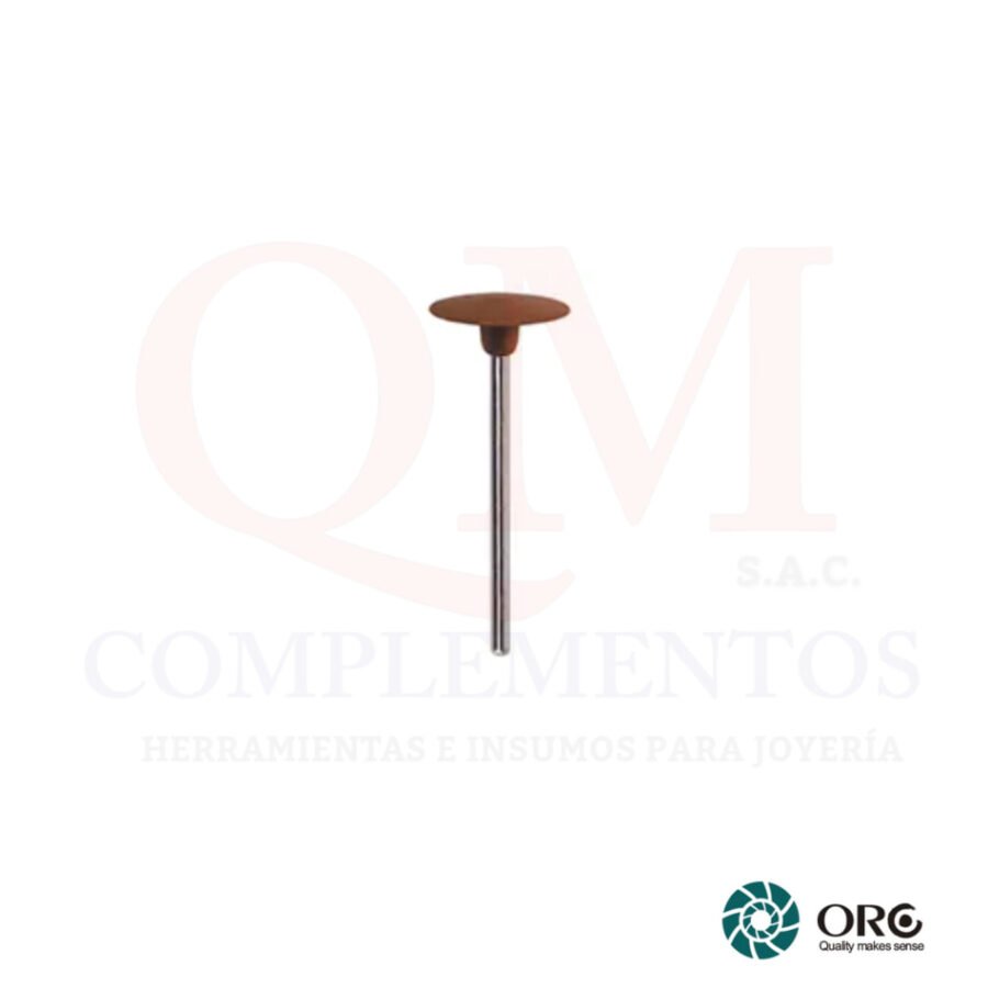 PULIDOR DE SILICONA OVNI MARRON CON MANDRIL 2 X 15 MM (ORO)